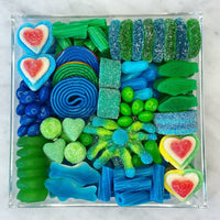 School Color's Candy Charcuterie Board in Lucite Acrylic Tray